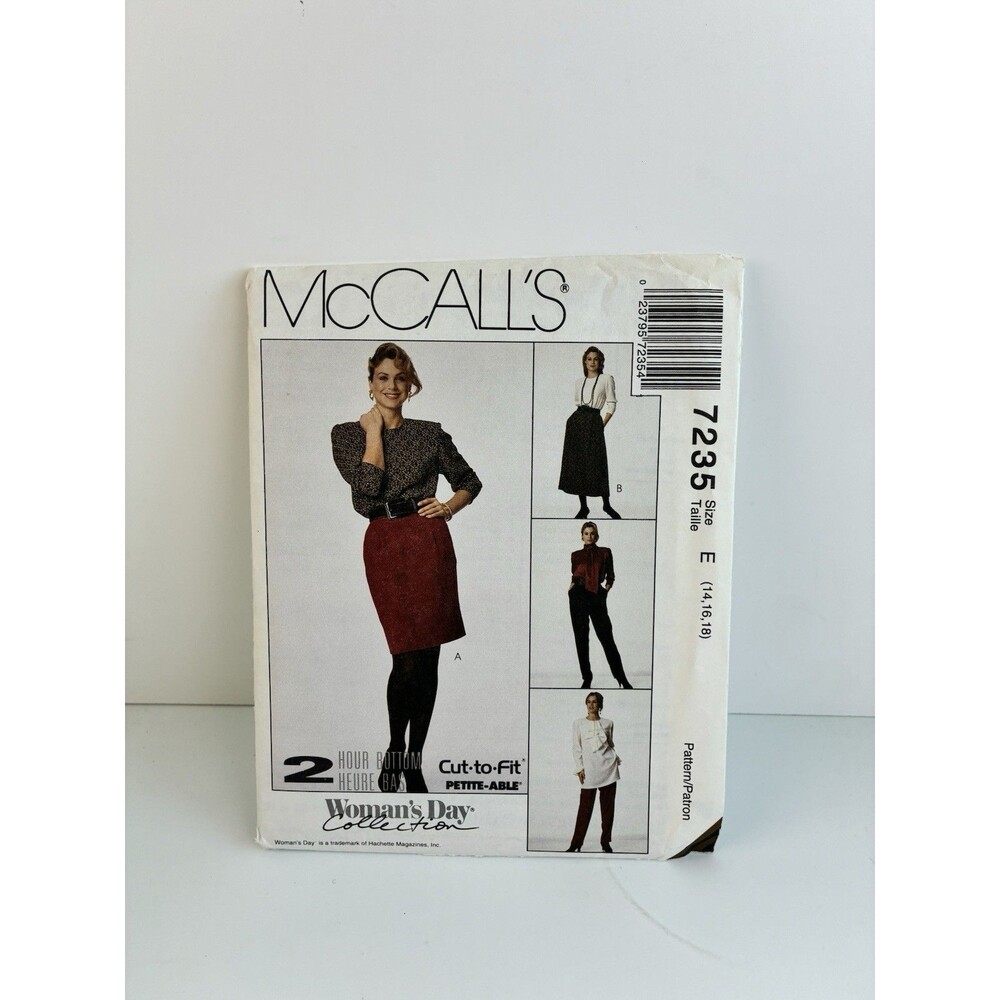 Skirts Pants Side Pockets Pleats Uncut Pattern 7235 Sz 14-18 Office Chic 90s